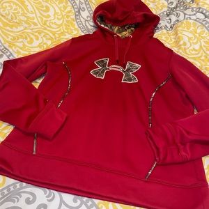 Under armour pinkish red camo hoodie XL